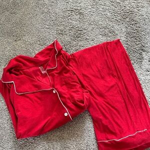 Beyond yoga size small Red Pajama Set with White Trim